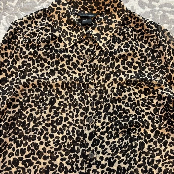 Moda International Sheer Leopard Print Button Down Shirt - Picture 4 of 4